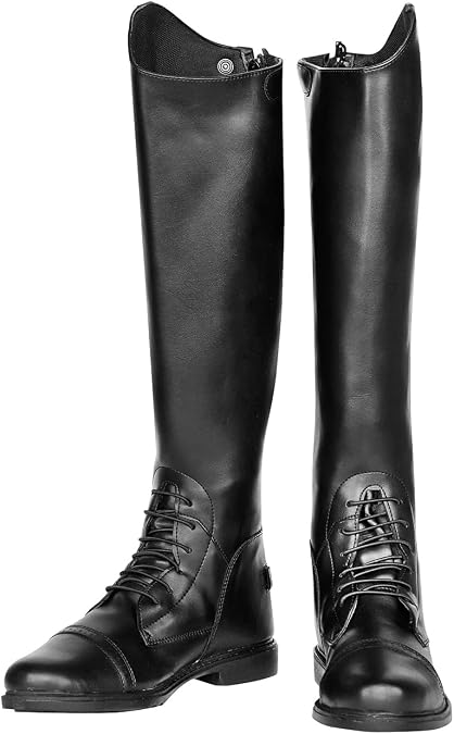 TuffRider Mens Starter Front Field Boots | Durable, Easy to Clean Water-Resistant Horse Riding Boots for Men - Black - 10.5