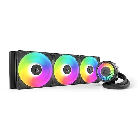 ARCTIC Liquid Freezer III Pro 420 A-RGB – PC sıvı soğutma, AIO CPU için, 3 x 140 mm, 38 mm radyatör, PWM pompası, VRM fan, AMD AM5/AM4, Intel LGA1851/1700 kontak çerçevesi – Siyah