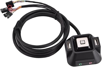 Yoidesu Desktop PC Switch Button with USB Ports Power Reset Button Audio Microphone Port Refit, Desktop Computer Case Motherboard Power Supply Reset HDD Button Switch PC Power Switch for