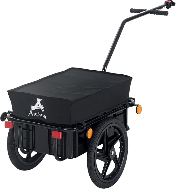 Aosom Bicycle Cargo Trailer with Waterproof Cover, Bike Wagon Trailer