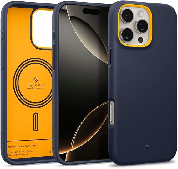 Spigen Caseology iPhone 16 Pro ile Uyumlu MagSafe Kılıf Nano Pop Mag Kaymaz Silikon Lacivert Kapak - ACS08172 (Spigen TR Garantili)