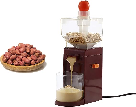 Electric Peanut Butter Maker, 500ml Grain Grinder, Toggle Switch, Squeeze Oil Dispenser, Stirring Hook, for Kitchen Nut Processing