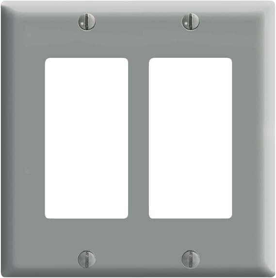 Leviton 2-Gang Decora/GFCI Device Wallplate, Standard Size, Thermoset, 80409-GY, Gray