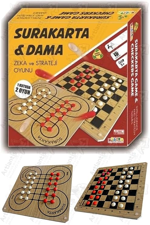 Surakarta Checkers Intelligence and Strategy Game 1 Pack Surakarta and Checkers Game Wooden Two Way