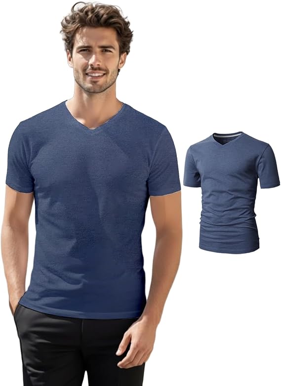 H2H Mens Slim Short Sleeve Tee Cotton Blend Easy Wear XS to 3XL Multipack | Soft, lightweight premium cotton-blend tee with a tagless printed neck label for active routines and daily wear. Multi pack