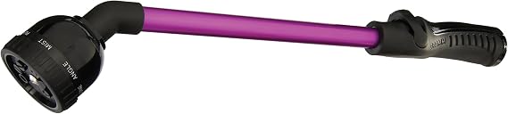 Dramm RainSelect Rain Wand 16 Inch Aluminum Watering Wand with 9-Pattern Adjustable Spray Head & One Touch Thumb Control Valve Garden Hose Wand for Containers, Raised Beds Berry
