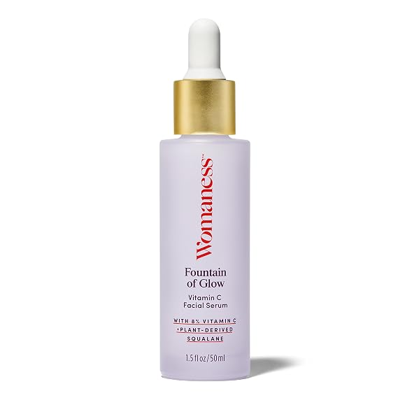 Womaness Fountain of Glow - Vitamin C Face Serum, Brightening Glow Serum with 8% Vitamin C & Plant-Derived Squalane Oil, Antioxidant Serum for Even Skin Tone, Menopause & Perimenopause Care - 30ml