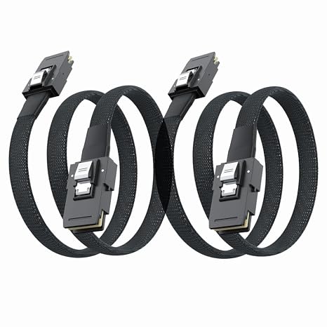 10Gtek SFF-8087 to SFF-8087 6G Internal Mini SAS Cable for Server Backplane/RAID Card, Hot-Swap Ready with SATA Compatibility, 100-Ohm, 1-m(3.3ft), 2 Pack