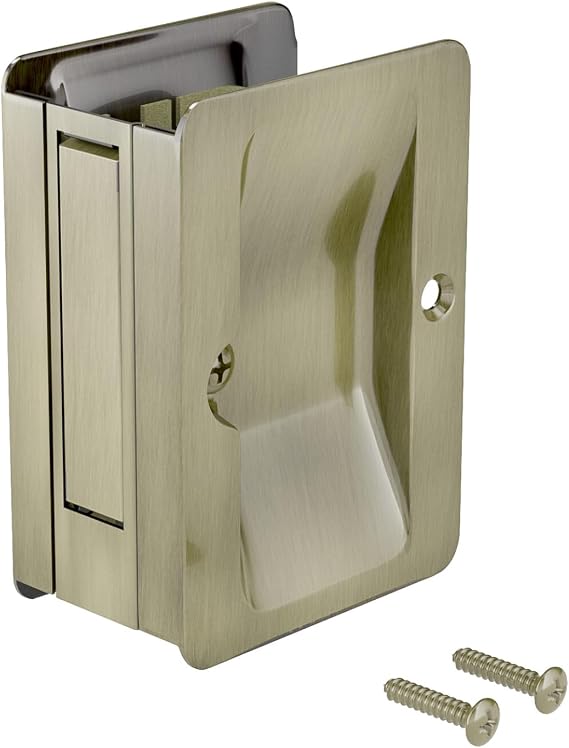Richelieu | Onward Passage Pocket Door Pull, Rectangular, Antique Brass