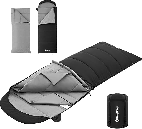 KingCamp Daunen Schlafsack ErwachseneWarmer Leichter Winter Schlafsack 4°C bis -20°C，100% Baumwollgewebe 4-Jahreszeiten-Schlafsack Geeignet für Camping Wandern220x80 cm