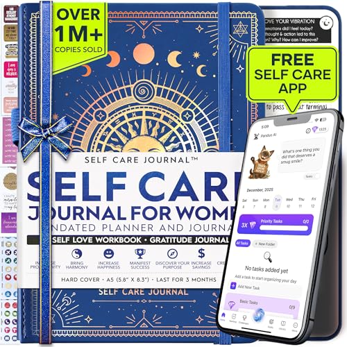Self Care Journal - 5 Minute Mental Health & Manifestation Journal | 90-Day Undated Daily Planner for Positivity, Affirmations & Gratitude | Guided Mindfulness, Reflection | Vision Board  Stickers