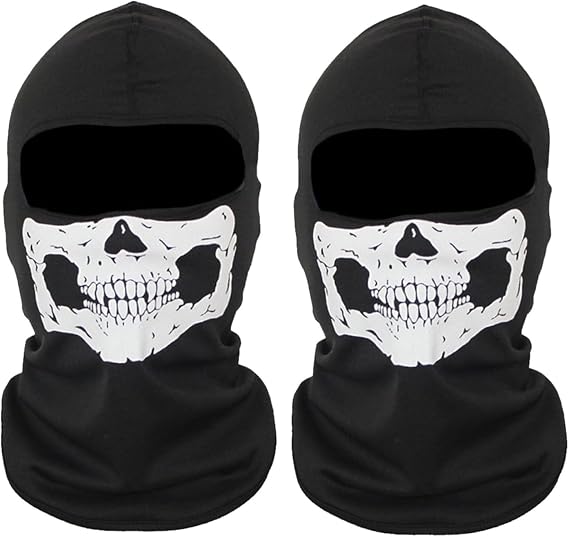 Ghost Balaclava,2 Pieces Skull Balaclava Ghost Mask Call of Balaclava Ghosts Balaclava Balaclavas for Men Full Head Ski Snood Mask Windproof Warmer Headwear for Bike Skateboard Motorcycle Snowboard