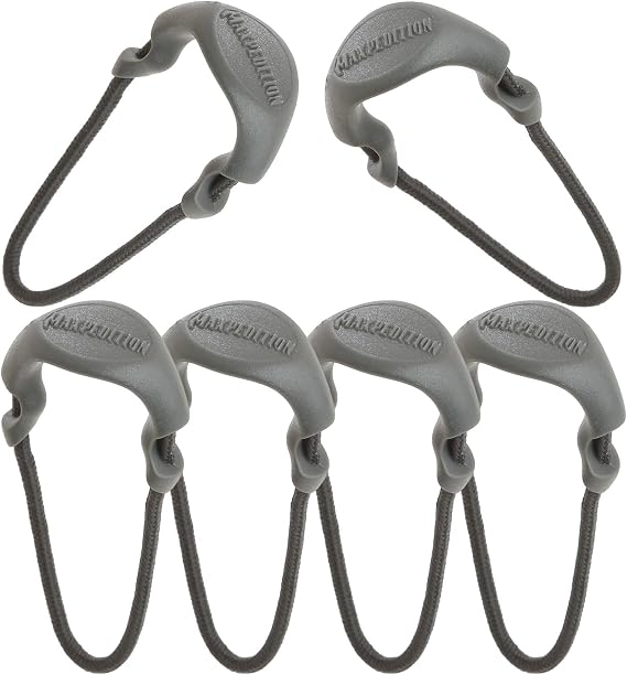 MAXPEDITION Positive Grip Zipper Pulls (Large, Gray) Pack of 6, Zipper Pull Replacement for Tactical Backpack, EDC Pouch, Bug Out Bag & Luggage, Sling Pull Tab, PZLGRY