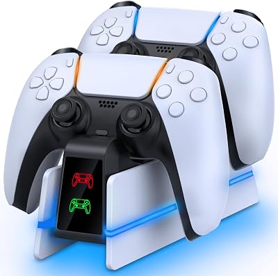 PS5-Controller-Charger-Station - Charging Station for PlayStation 5 DualsenseEdge Controller with 9 Color Led Light, Fast Charging Dock & Holder Charger Stand for PS5SlimPro Remote Accessories