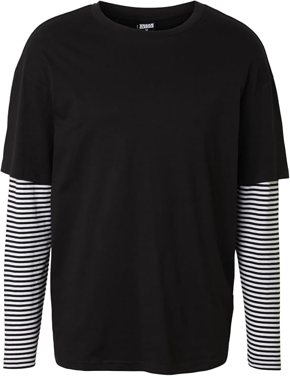 Urban Classics Men's Longsleeve T-Shirt Oversized Double Layer Striped Ls Tee T-Shirt