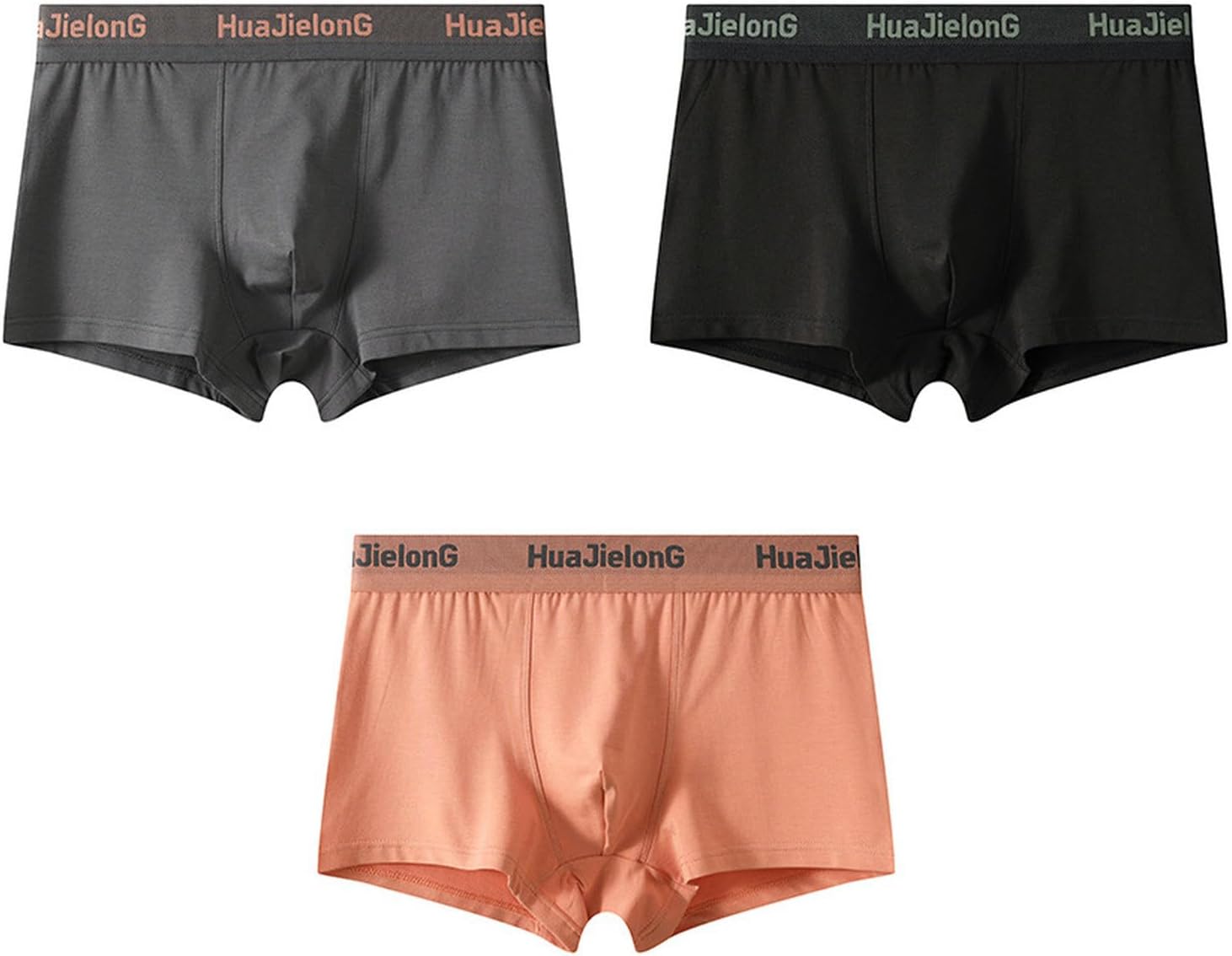 Men's Underwear Solid Color Cotton Underwear, Boxer Briefs, Breathable Trendy Shorts-three Pack Gray+black+pink-l