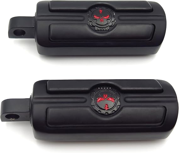 Compatible with H-D Motorcycle Touring Black HTTMT Skull Male Foot Peg Mount Pair Skull Foot Pegs Rest [P/N: MT216-051-MBK-XIN]