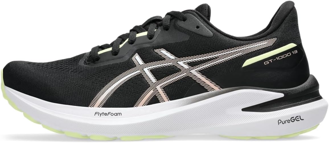 ASICS Women's GT-1000 13 Running Shoes, 6, Black/Breeze