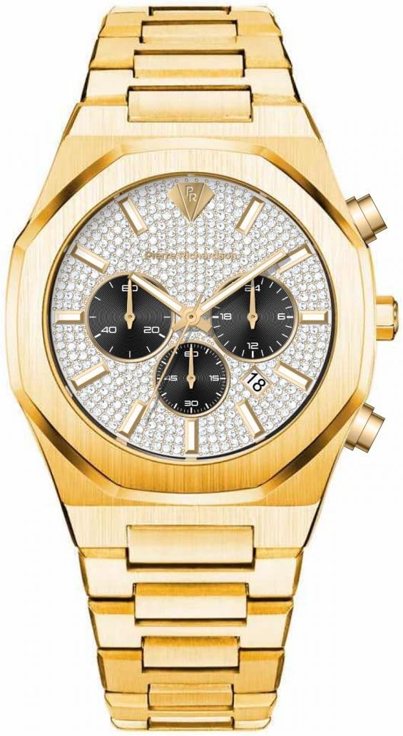 PIERRE RICHARDSON PR5821 Men’s Watch – Silver Stainless Steel, Quartz, Sapphire Crystal, 41mm, 5ATM
