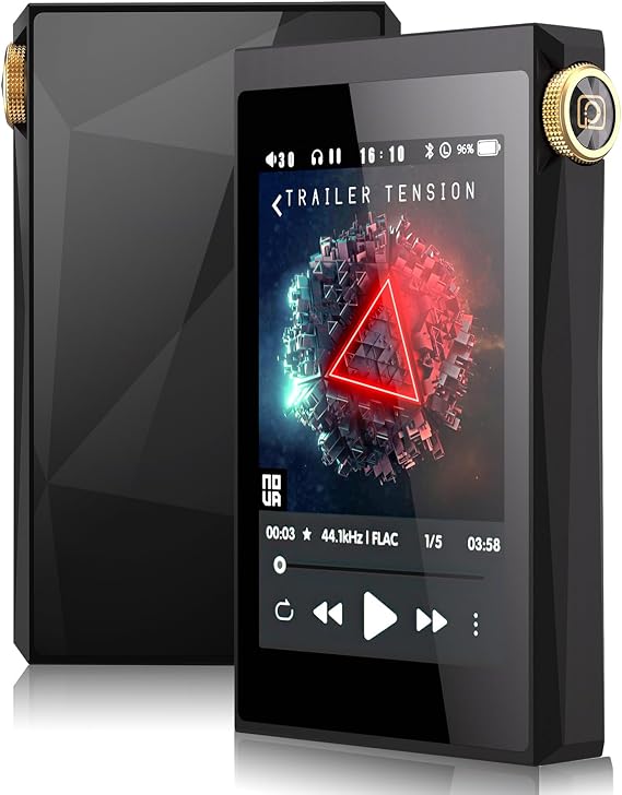 S7 HiFi MP3 Player with Bluetooth, Lossless DSD256 Digital Audio Player, High Resoultion Portable Music Player with Metal Body & Glass Back, Dual DAC, Supports Up to 512GB