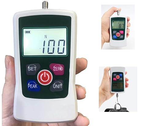 100N Digital Force Gauge Push and Pull Tester Dynamometer with Maximum Load Value 100N 10kg 22Lb 360Oz 4 Measurement Units N Kg Lb Oz Accuracy 1%