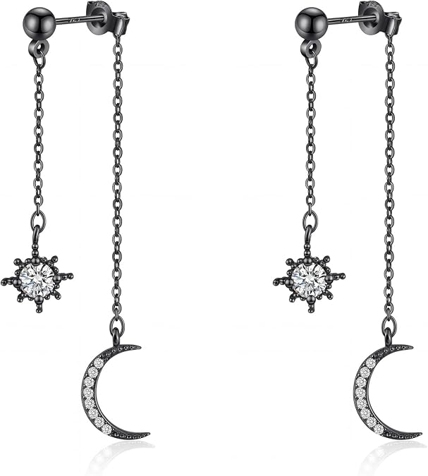 Moon and Star Dangle Earrings