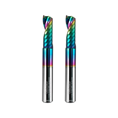 Tools Solid Carbide CNC Spiral Single Flute End Mill - for Acrylic Plate Aluminum, Wood, Plastic, Brass, Copper Cutting - 1/4 Diameter 1/4" Shank 2" Length,1 Flute (1/4-2.0" 2PCS)