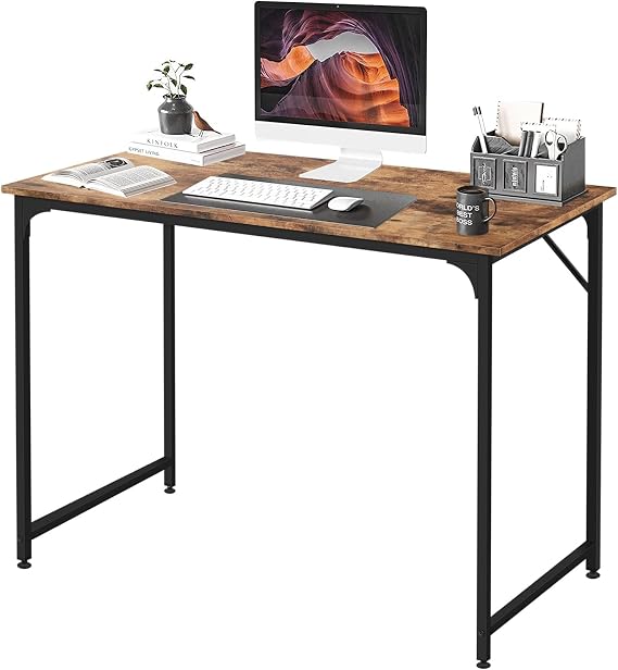 40" Gaming Desk - Modern Computer Desk with Simple Design, Ergonomic Home Office Desk for PC Gaming, Studying and Writing, Wooden Workstation for Small Spaces (Vintage)