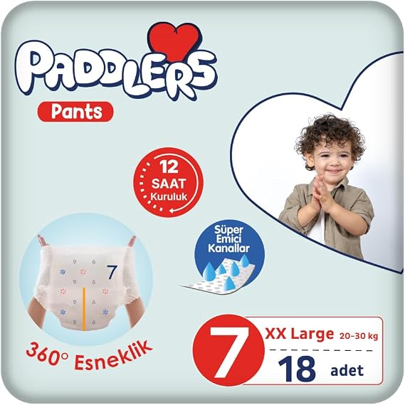 Paddlers Külot Bebek Bezi 7 Numara XX-Large 18 Adet (20-30 Kg) Eko Paket