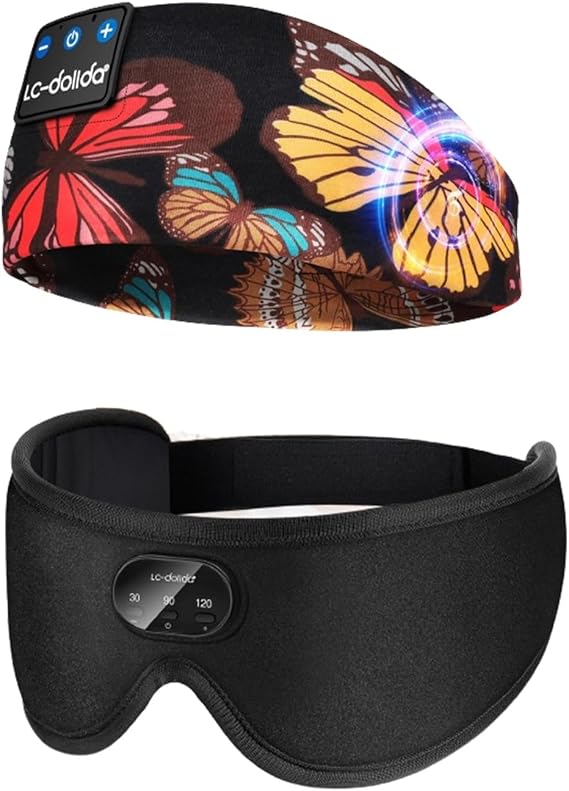 LC-dolida Sleep Headphones Headband Bluetooth 5.4, Sports Headband Earphones Wireless,Bluetooth Sleep Mask with White Noise