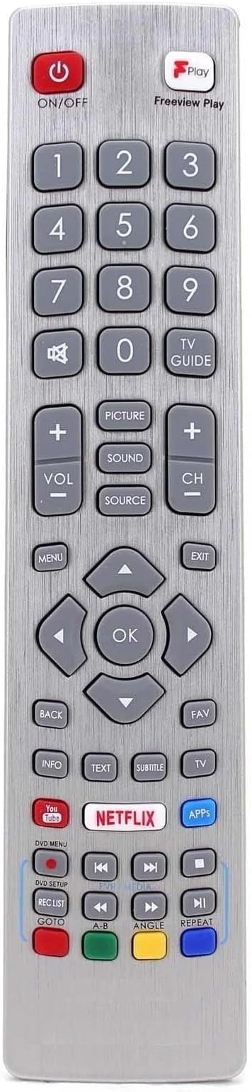 Replacement Sharp TV Remote Control SHW/RMC/0121 with F-Play Netflix YouTube and 3D Buttons, No Set Up Required