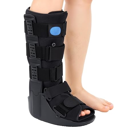 Tall Inflatable Walking Boot, Air Cam Walker Fracture Boot Orthopaedic boot for Sprained Ankle, Air Walker Brace for Broken Foot Achilles Tendon Injury Black (S)