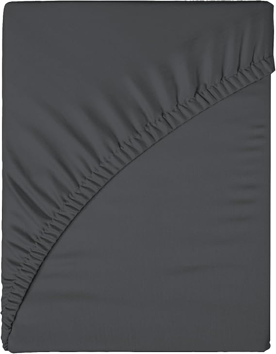 FUNKY GADGETS Double Fitted Sheet - 30cm Deep Pocket, Charcoal (137x190cm)
