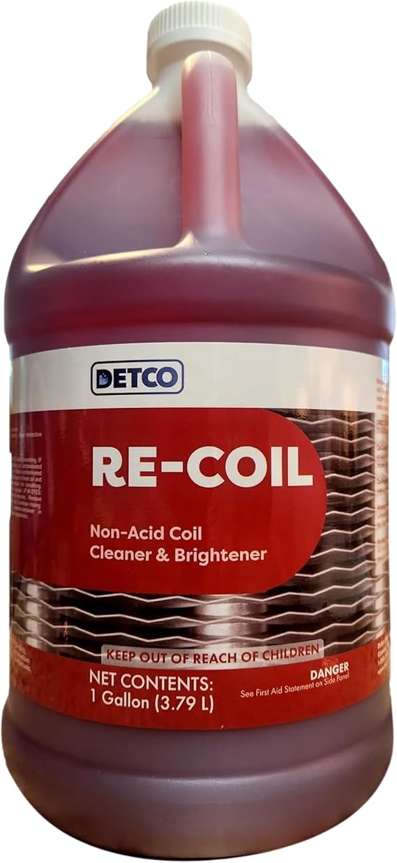 RE-COIL Non-Acid AC Coil Cleaner & Brightener - Concentrated HVAC Air Conditioner Cleaning Spray, Heavy Duty Foaming Formula for Condenser, Evaporator & Aluminum, 1 Gallon