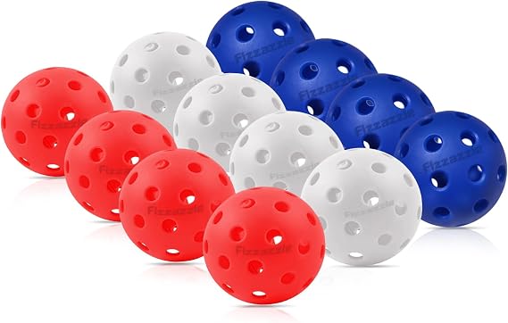 Fizzazzle Pickleball Balls Outdoor 40 Holes - Durable High Bounce USAPA Approved - True Flight Tournament Pickleballs - 4/6/12 Pack - Accessories for Training & Competitive Play