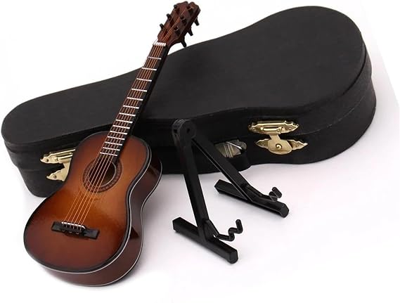 musical instrument model ornaments Mini Classical Guitar Model Miniature Guitar Model With Stand And Case Mini Musical Instrument Accessories (Color : Coffee, Size : 10cm)