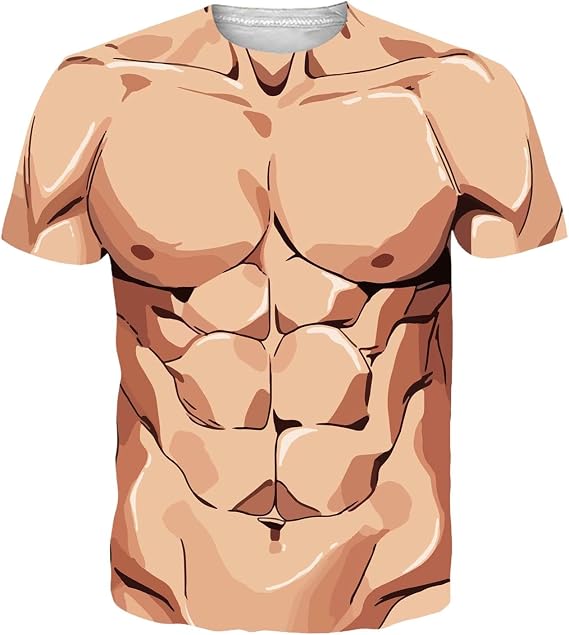 Mens Funny T Shirts 3D Muscle Printed Tee Short Sleeve Plus Size Casual Trendy Crewneck Tshirt Summer Novelty Tops