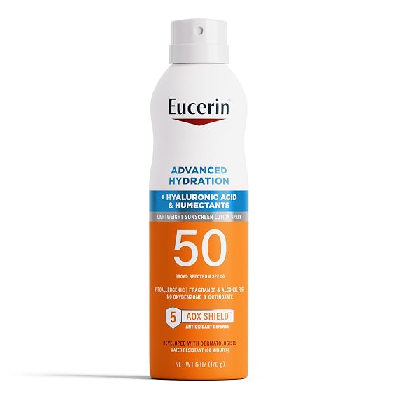Eucerin Advanced Hydration Sunscreen Spray, SPF 50, 6 OZ