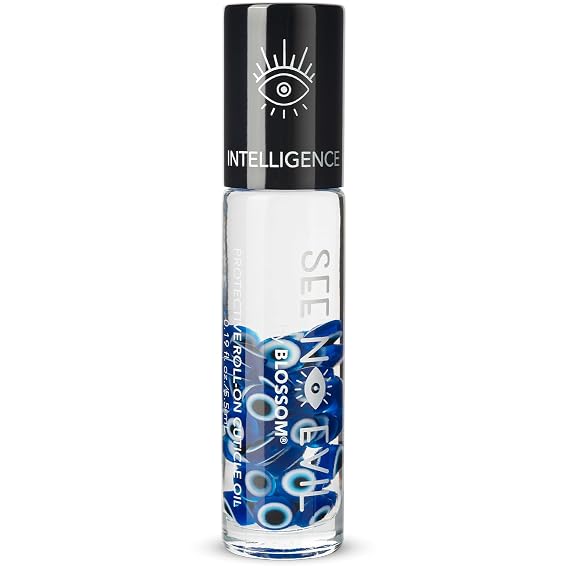Blossom Cuticle Oil, See No Evil Scented Roll on Cuticle Oil for Nails, Rollerball Application for Nail Support, Cruelty Free, 0.19oz, Intelligence Jasmine