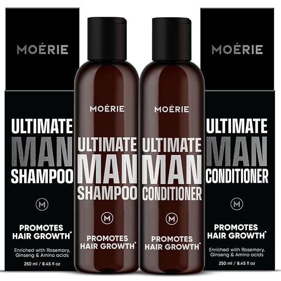 Moerie Ultimate Men Hair Growth Shampoo and Conditioner, Hair Loss Solution for Men with Biotin and Rosemary, Thickening Shampoo and Conditioner for Thinning Hair Promotes Regrowth