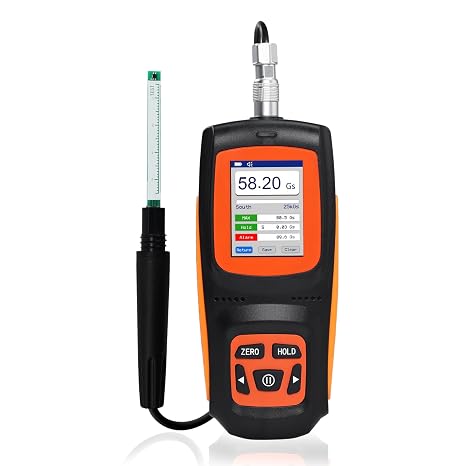 Gauss Meter, 2% Accuracy Magnetometer, High Precision Industrial 0-2500mT Tesla Meter, Rechargeable Gaussmeter with Hall Probe, EMI & Surface Magnetic Field Tester, Data Storage