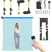 WELLMAKING 2 Rollers Electric Backdrop Support System Wall Mount Motorized Electric Photo Background with Remote,Muslin Backdrop Kits for Event,Party,Trade Show,Wedding Decor,Photo Studio (M16-02)