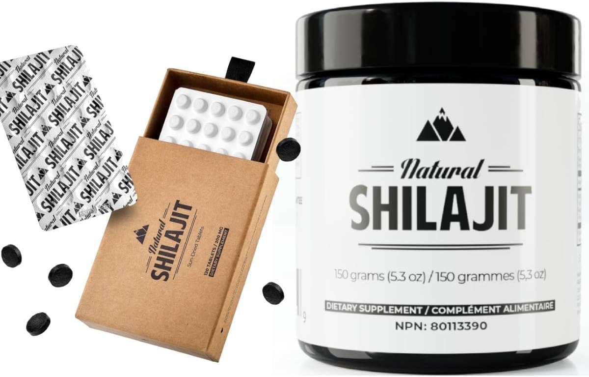 NATURAL SHILAJIT Bundle – 120 Dry Drops Tablets  5.3 oz Resin with 85 Trace Minerals, Fulvic Acid for Peak Performance, Immune Health & Detox