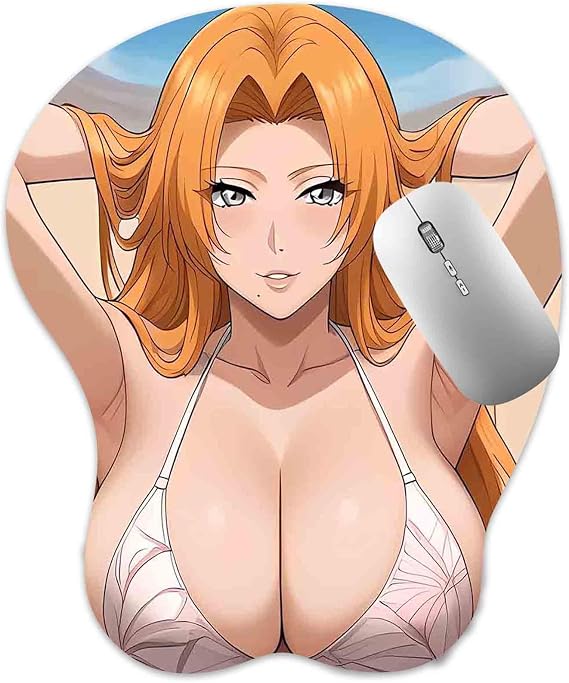 3D Mouse Pad Oppai Mousepad with Soft Gel Wrist Rest Anime Manga Gaming Boob pad Anti-Slip Mouse Mat (Rangik)