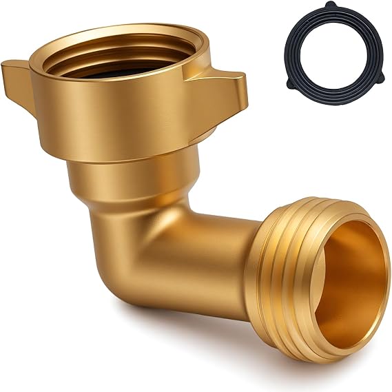 90 Degree Hose Elbow for RVs, 3/4" Solid Brass Connector