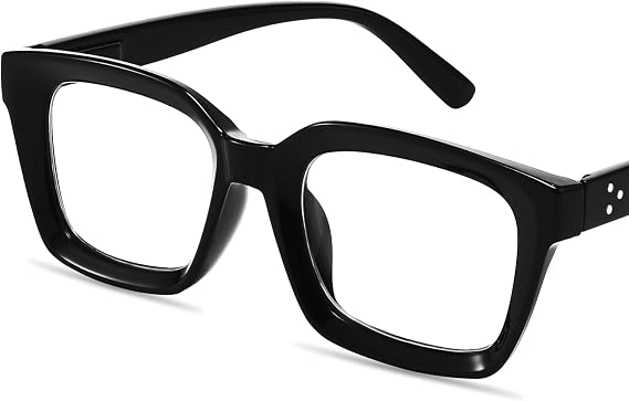 IBOANN Oversized Blue Light Glasses for Woman, Funky Fashion Glasses With Preppy Look, Reduce Screen Fatigue Computer Glasses