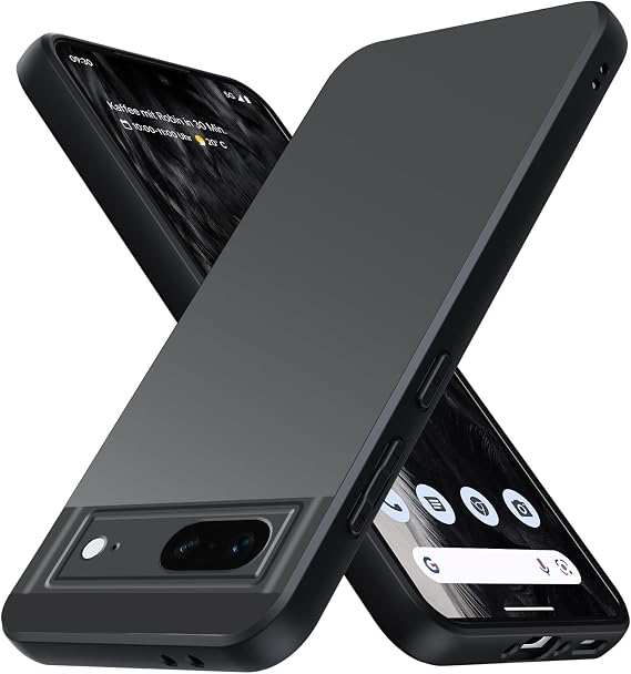 Phoona Matte Case for Google Pixel 7 with Camera Lens Full Cover Protection, Slim Shockproof Frosted Translucent Back Phone Cover for Pixel 7, Black