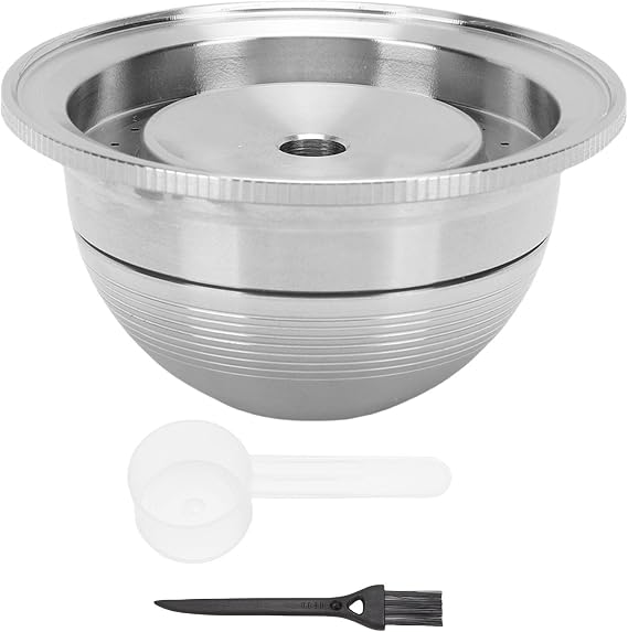 Reusable Coffee Capsule, 80ml Stainless Steel Refillable Pod, Universal Coffee Capsule with Brush Spoon, for Home Office