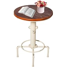 Topower Industrial Bar Table 31.5-41.3" Adjustable Pub Table Kitchen Dining Coffee Bistro Table Antique White
