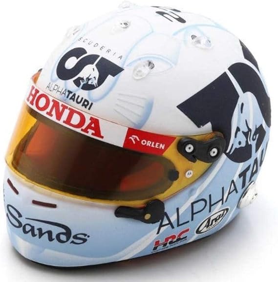 Spark 1:5 scale compatible with Arai AlphaTauri F1 Team Replica Helmet Yuki Tsunoda (Singapore GP 2023) in White/Blue